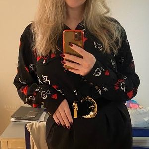 Blouse with cards print